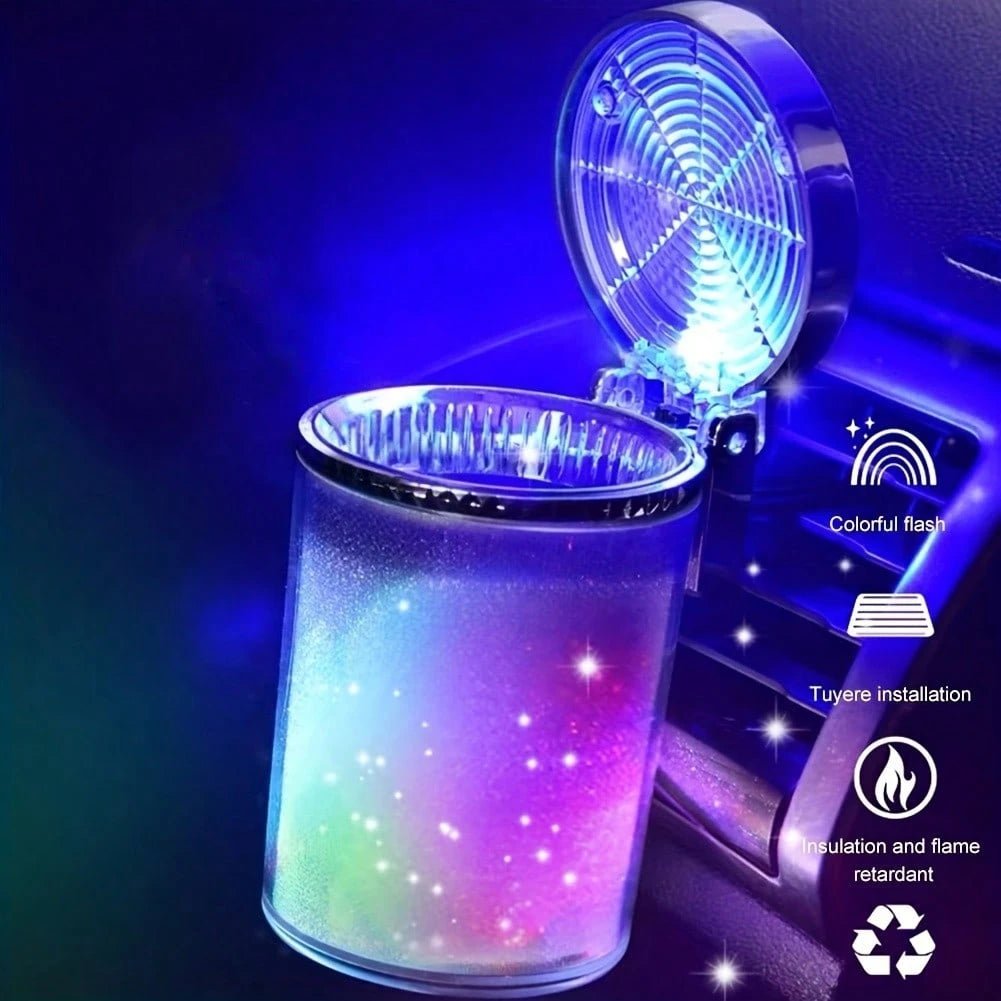 LED Lighted Car Ashtray With Sealed Cover, Multifunctional Car Cup Holder, Air Vent Ashtray, Trash Can, Car Interior Decor