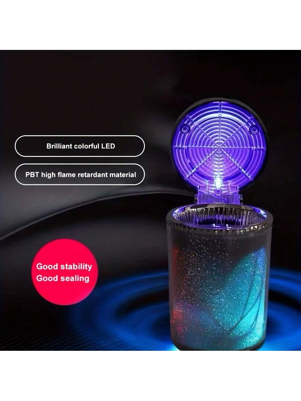 LED Lighted Car Ashtray With Sealed Cover, Multifunctional Car Cup Holder, Air Vent Ashtray, Trash Can, Car Interior Decor