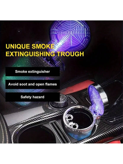 LED Lighted Car Ashtray With Sealed Cover, Multifunctional Car Cup Holder, Air Vent Ashtray, Trash Can, Car Interior Decor