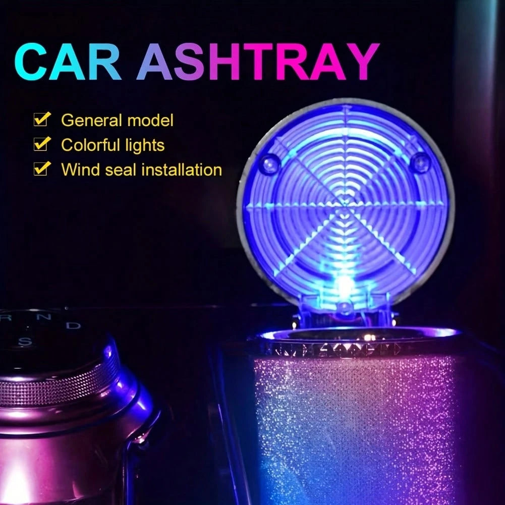 LED Lighted Car Ashtray With Sealed Cover, Multifunctional Car Cup Holder, Air Vent Ashtray, Trash Can, Car Interior Decor