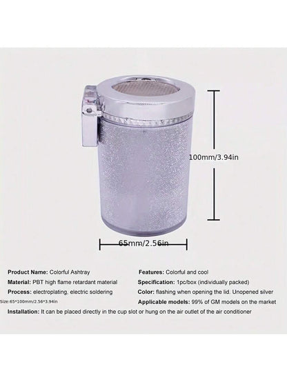 LED Lighted Car Ashtray With Sealed Cover, Multifunctional Car Cup Holder, Air Vent Ashtray, Trash Can, Car Interior Decor