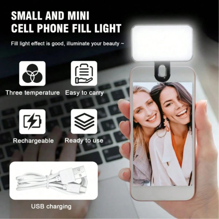 LED Selfie Light, Portable Selfie Lamp, Clip-On Fill Light, Phone Selfie Light, Phone Fill Light. With Good Lighting Effect After Using The Fill Light, It Is An Excellent Beauty Selfie Assistant.