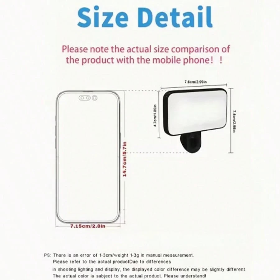 LED Selfie Light, Portable Selfie Lamp, Clip-On Fill Light, Phone Selfie Light, Phone Fill Light. With Good Lighting Effect After Using The Fill Light, It Is An Excellent Beauty Selfie Assistant.