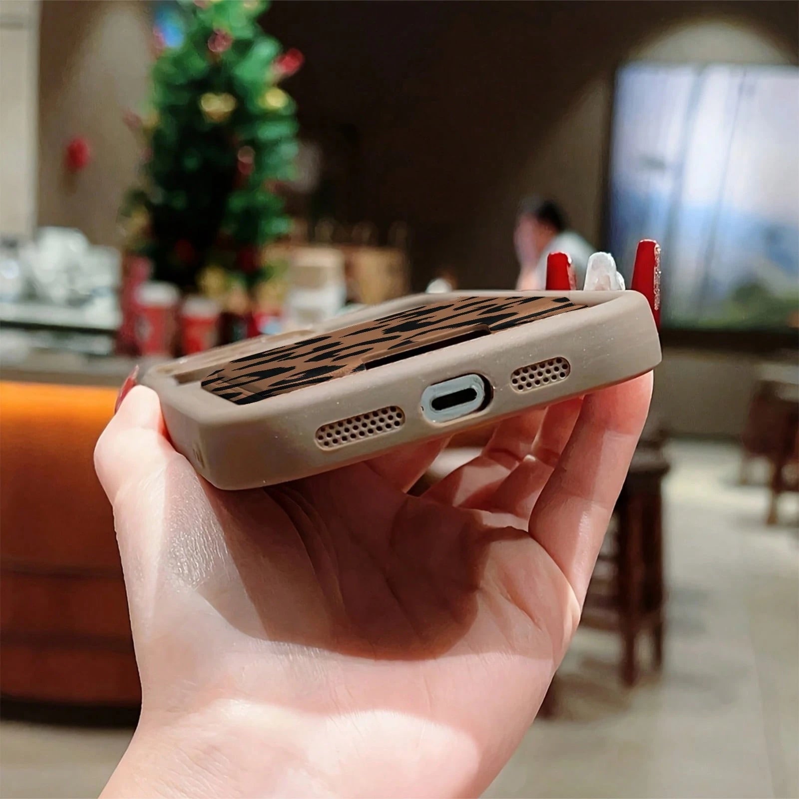 Leopard Print TPU Shockproof 2pcs Set Brown Self-Adhesive Card Premium Holder/Card Slot Phone Case/Card Holder With Cardholder Protective Case Compatible With IPhone 6/7/8/X/Xs/XR/XS Max/11/12/13/14/1