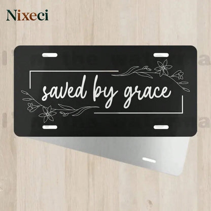 License Plate, Grace Saves Christian License Plate, Car Accessories, Vehicle Tag, Religious Car Plaque, Religious Gift, Aluminum Front Plate- Standard 6X 12inch Polished Aluminum Tag, 2D Flat, Easy T