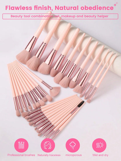 (Light Pink)32PCS Makeup Brush Sets Premium Synthetic Hair Eyeshadow Blending Brush Sets Cosmetics Tools+24PCS Makeup Tools Set,Travel,Travel Essential,Valentine's Day,Cheap,Travel Makeup Brush,Gifts
