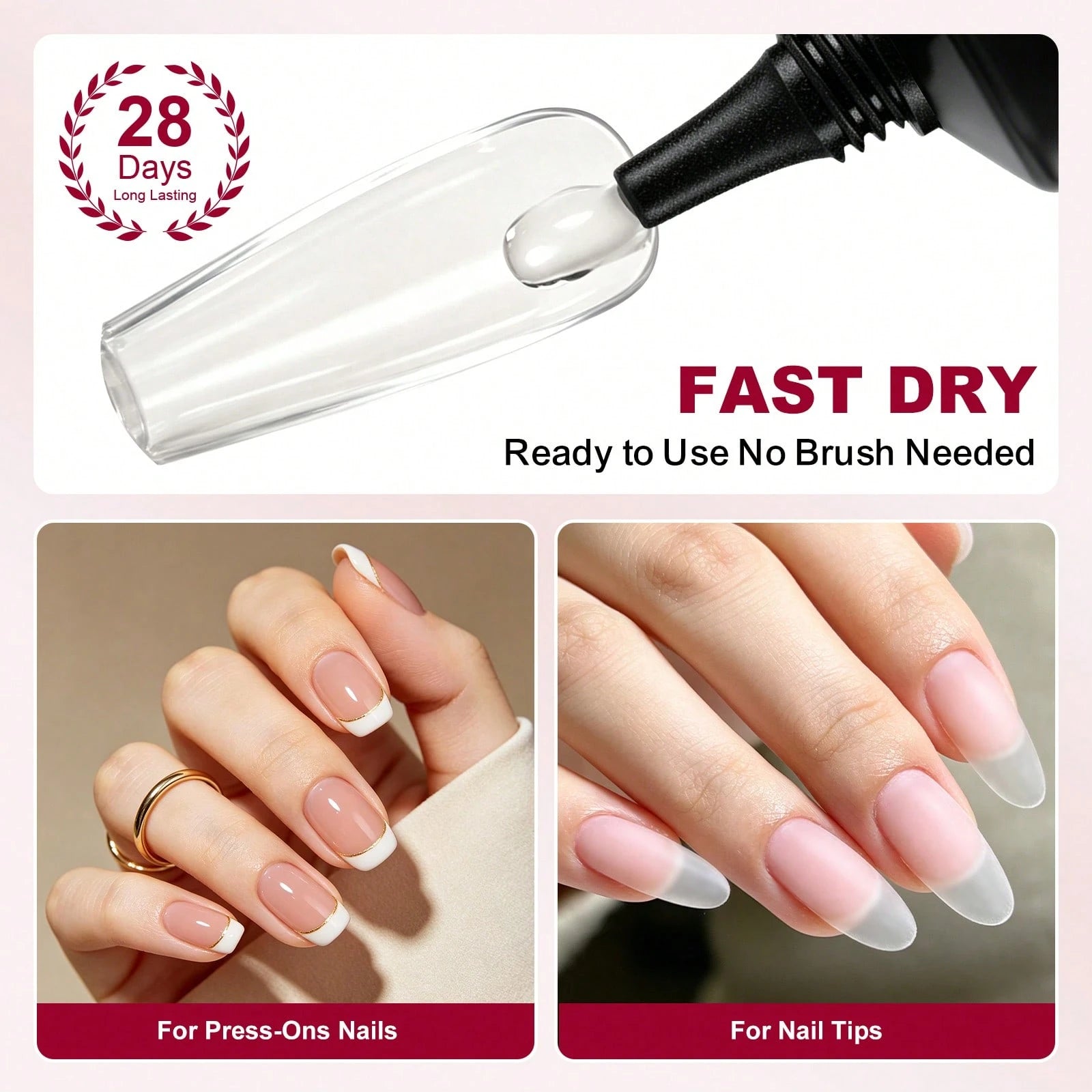 LIMEGIRL Press On Nail Kit, 240PCS Clear Soft Gel Nail Tips Set With Nail Glue, Nail File, Cuticle Pusher & Cleaning Brush, No UV Lamp Needed For DIY Nail Extensions