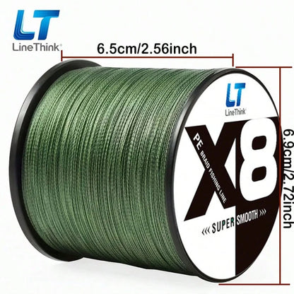 LineThink 300m 8-Strand PE Braided Fishing Line, Multi-Strand Braided, Professional Grade Durable, Suitable For Saltwater And Freshwater, Thin Coating, Zero Stretch, High Knot Strength