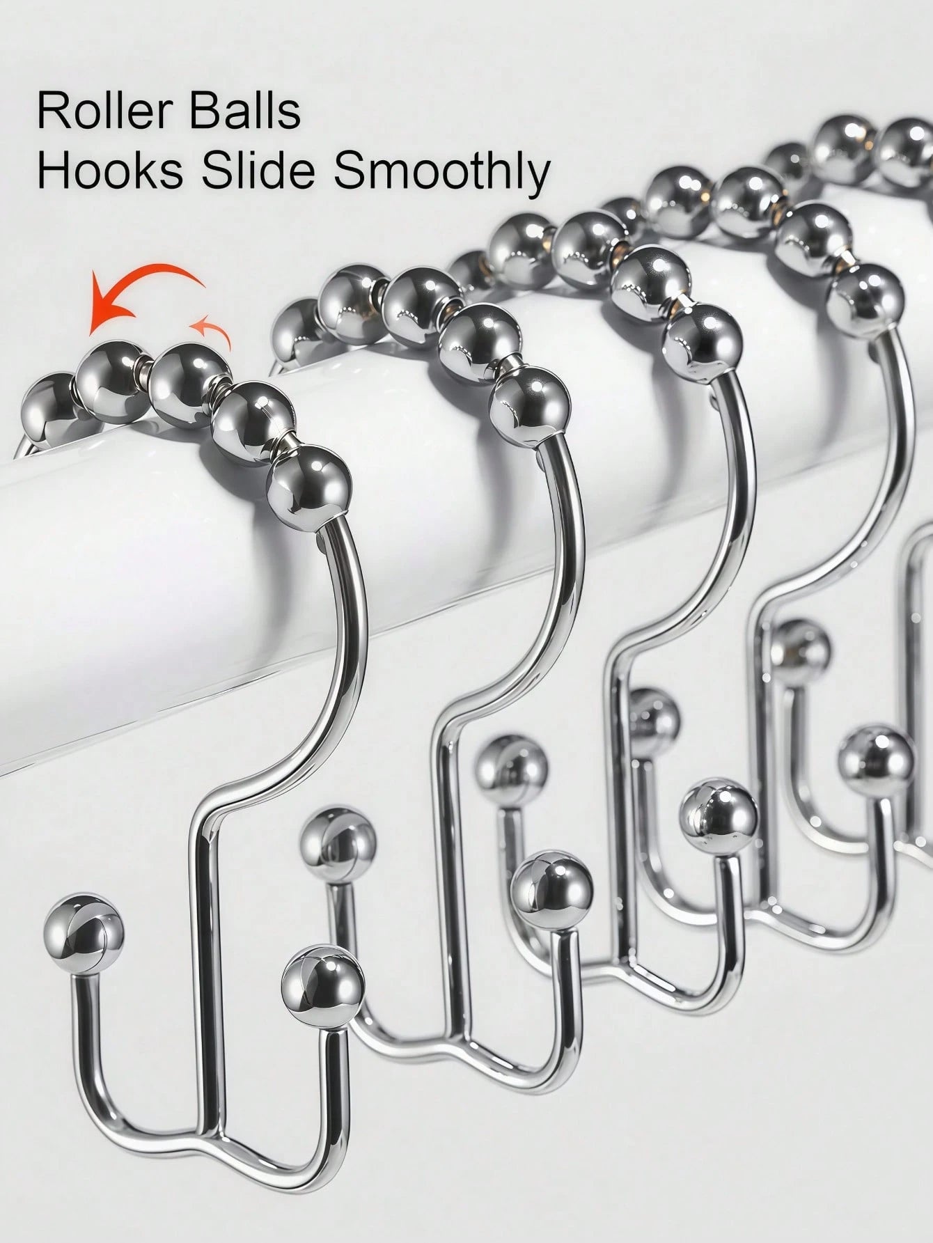 LMMAKE 12PCS Shower Curtain Hooks – Rust-Resistant Metal Double-Glide Hooks For Bathroom Shower Rods & Curtains