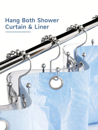 LMMAKE 12PCS Shower Curtain Hooks – Rust-Resistant Metal Double-Glide Hooks For Bathroom Shower Rods & Curtains