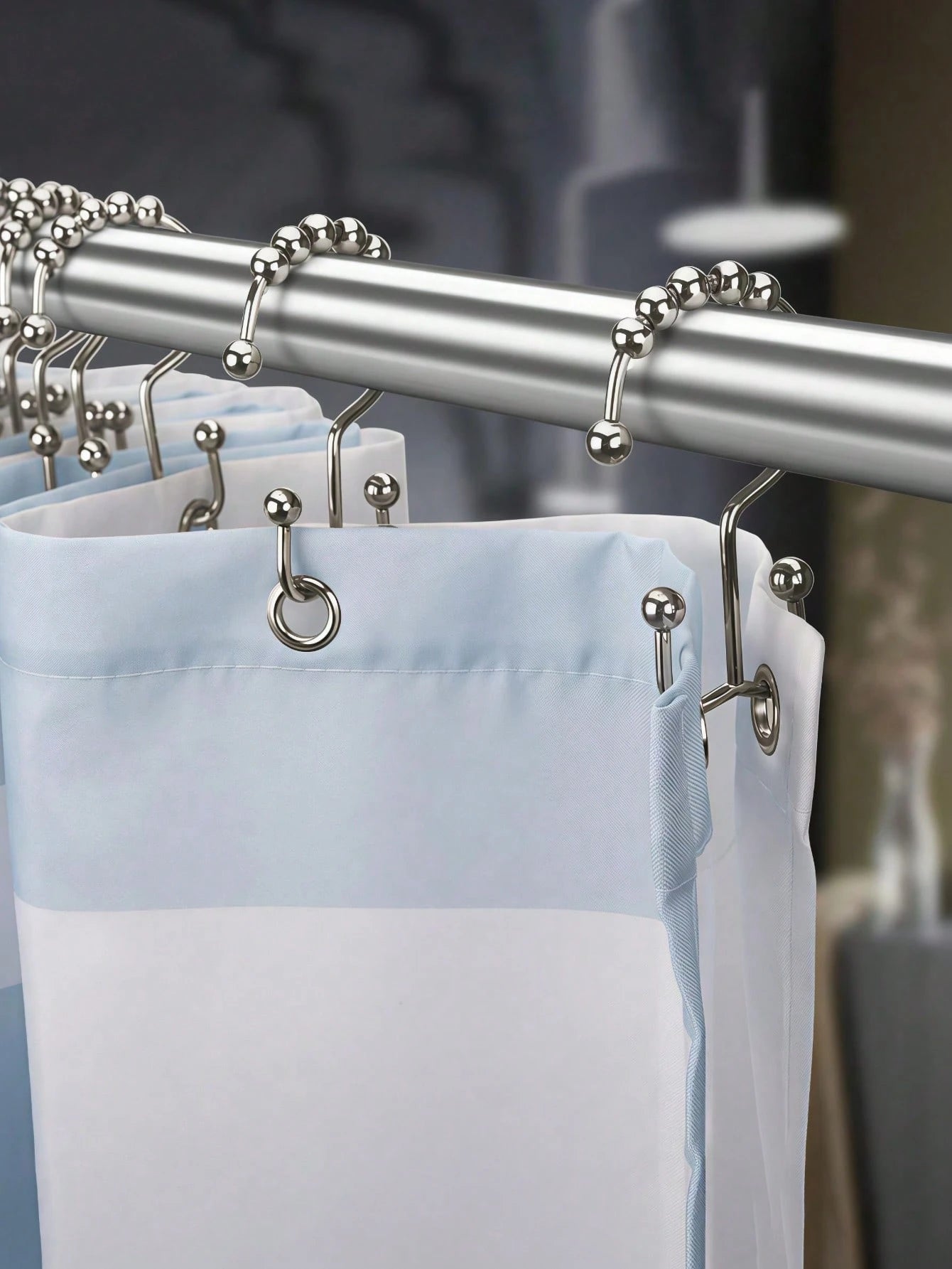 LMMAKE 12PCS Shower Curtain Hooks – Rust-Resistant Metal Double-Glide Hooks For Bathroom Shower Rods & Curtains