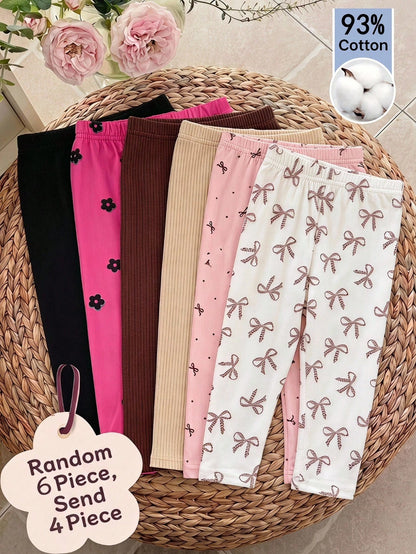 LMoss Kids Baby Girl Casual Cute Versatile Knit Polka Dot Heart Pattern Elastic Waist Long Pants 5pcs-Piece Set