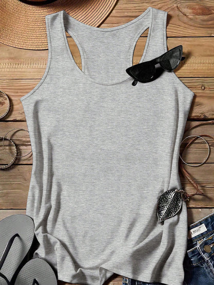 LUNE 3pcs/Set Plus Size Casual Minimalist Tank Tops, Black, White, Light Floral Gray