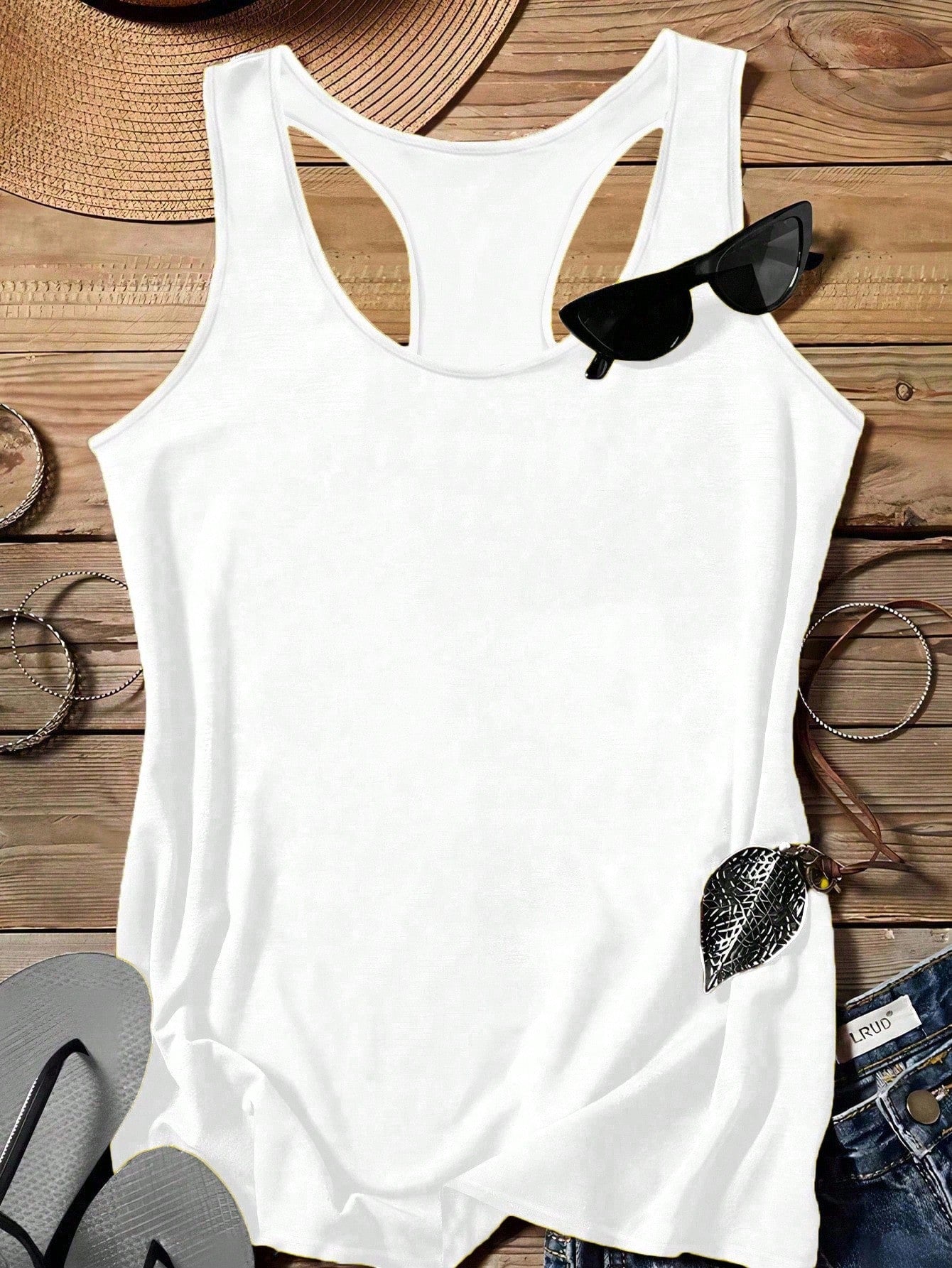 LUNE 3pcs/Set Plus Size Casual Minimalist Tank Tops, Black, White, Light Floral Gray