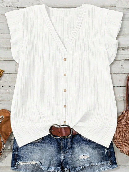 LUNE Casual Minimalist Green Plus Size Shirt, Suitable For Summer
