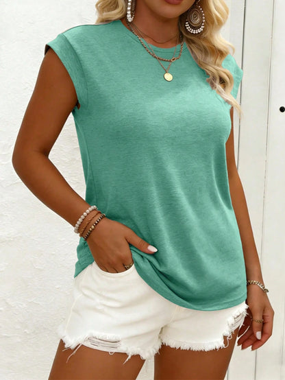 LUNE CURVE Women's Plus Size Casual Minimalist Batwing Sleeve Round Neck T-Shirt, Suitable For Spring And Summer Tops