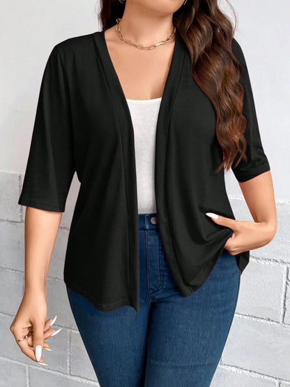 LUNE Plus Size Fall Women Clothes Leopard Print 3/4 Sleeve Everyday Casual Bomber Jacket Back To School Clothes For Autumn & Winter