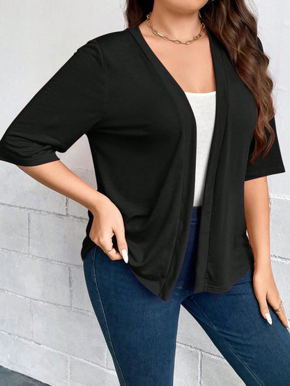 LUNE Plus Size Fall Women Clothes Leopard Print 3/4 Sleeve Everyday Casual Bomber Jacket Back To School Clothes For Autumn & Winter