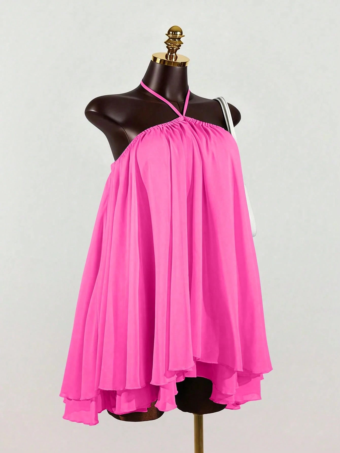 Lunelith Lunessa Women's Chiffon Layered Ruffle Sleeveless Mini Dress