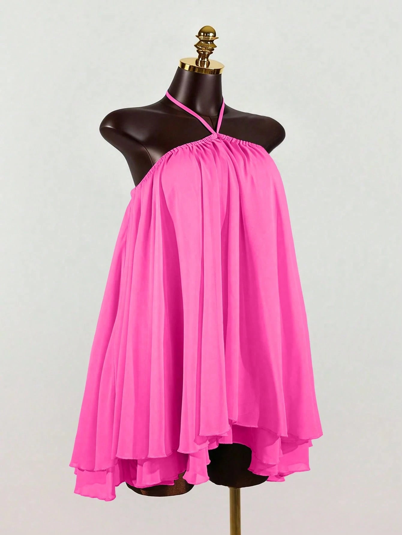 Lunelith Lunessa Women's Chiffon Layered Ruffle Sleeveless Mini Dress