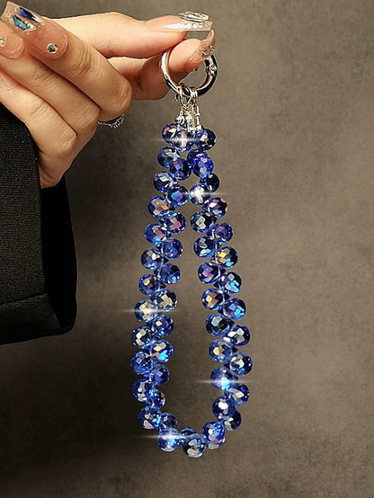 Luxury Crystal Beaded Keychain, With Keyring, Suitable For Hanging On Phones, Bags And More Gifts For Mother, Family, Friends, Birthday, Holiday Phone Charm, Phone Chain