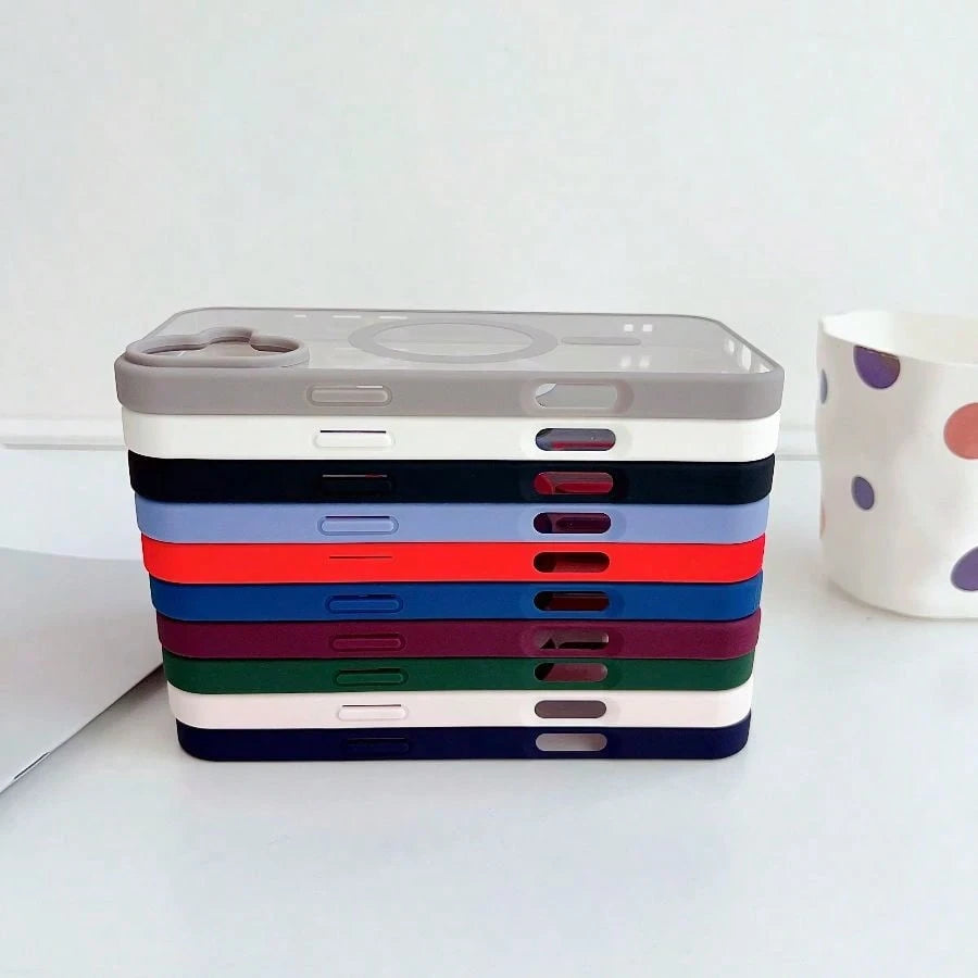 Luxury Magnetic Style Basic Phone Case 1 Piece Macaron Color Magnetic Phone Case Compatible With Iphone Series Does Not Yellow Waterproof Shockproof Anti-Fall Scratch Resistant Spring