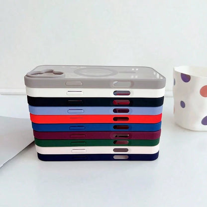 Luxury Magnetic Style Basic Phone Case 1 Piece Macaron Color Magnetic Phone Case Compatible With Iphone Series Does Not Yellow Waterproof Shockproof Anti-Fall Scratch Resistant Spring