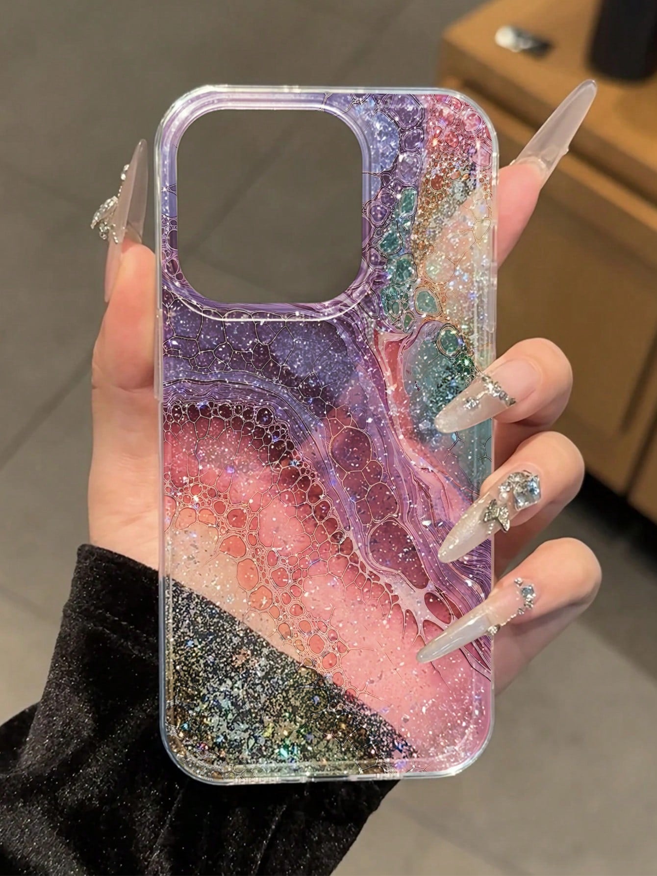 Luxury Silicone Sequins Premium IMD Glitter Gradient Glossy Protective Phone Case Compatible With IPhone 16/11/16pro/16plus/16promax/16e/15Promax/13/14/12/XS/XR/7G/8P, Premium Glitter Gradient Protect