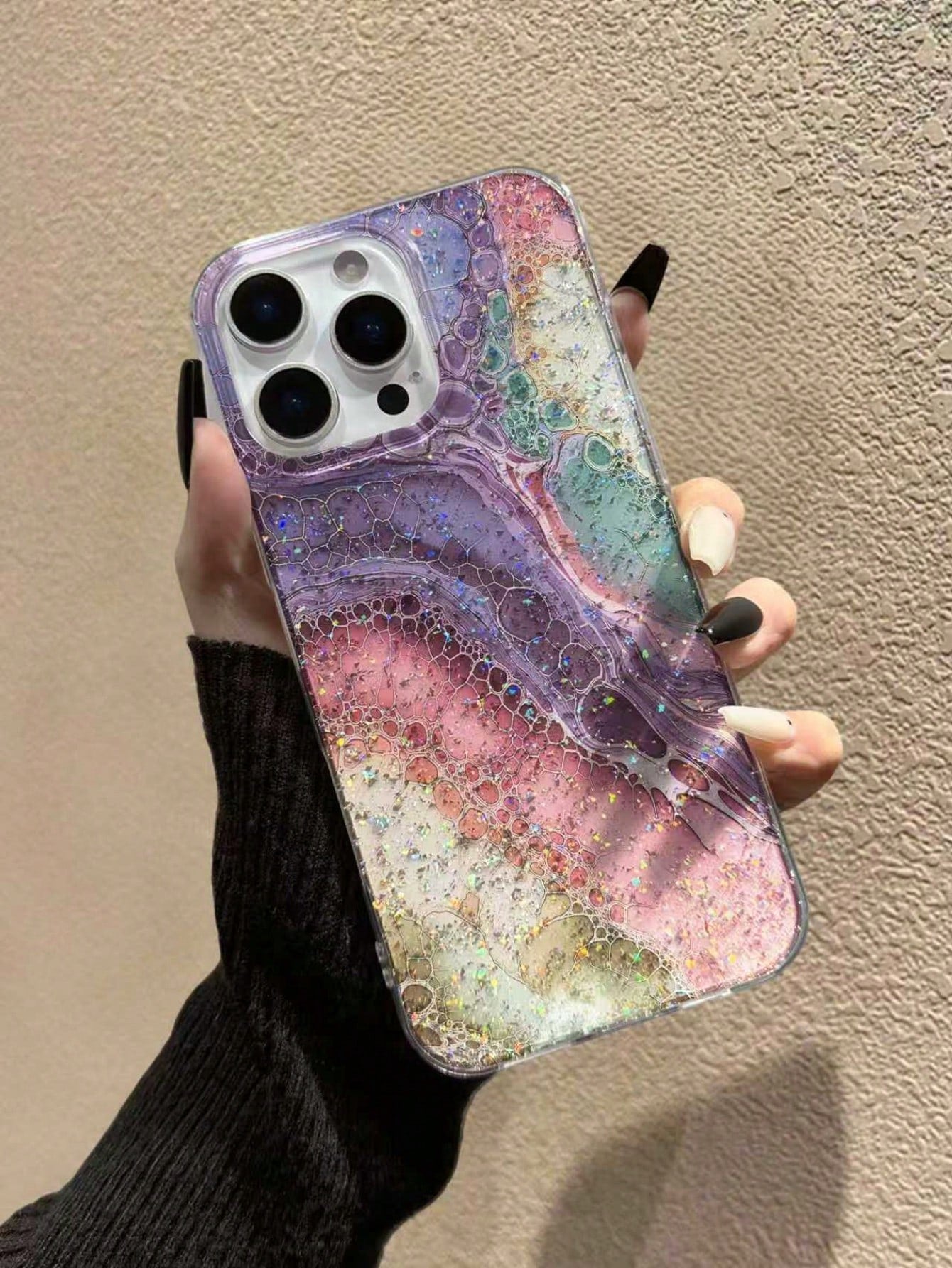 Luxury Silicone Sequins Premium IMD Glitter Gradient Glossy Protective Phone Case Compatible With IPhone 16/11/16pro/16plus/16promax/16e/15Promax/13/14/12/XS/XR/7G/8P, Premium Glitter Gradient Protect