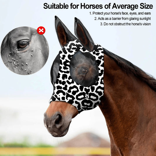 (M, L) Leopard Print Horse Face Mask, Multiple Colors Available, Comfortable Horse Face Mask With Ears, UV Protection And Sun Protection, Soft And Lightweight, Breathable, Mosquito And Fly Proof