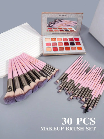 MAANGE 30pcs Professional Makeup Brush Set With Velvet Bag, Makeup Tools With Soft Brush Hair For Easy Carrying,Foundation Brush,Eye Shadow Brush,Blending Brush,Eyebrow Brush,Brush Set For Travel,Trav