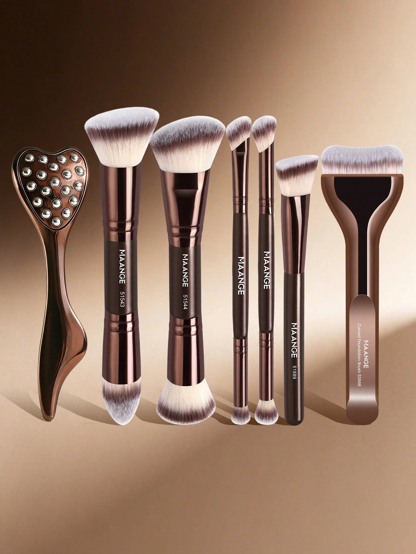 MAANGE 4/5/6/7/8/16/17pcs Professional Aluminum Makeup Brush Set, Includes Soft High-Quality Synthetic Hair Makeup Brushes, Foundation Brush, Powder Brush, Blush Brush, Concealer Brush, Contour Brush