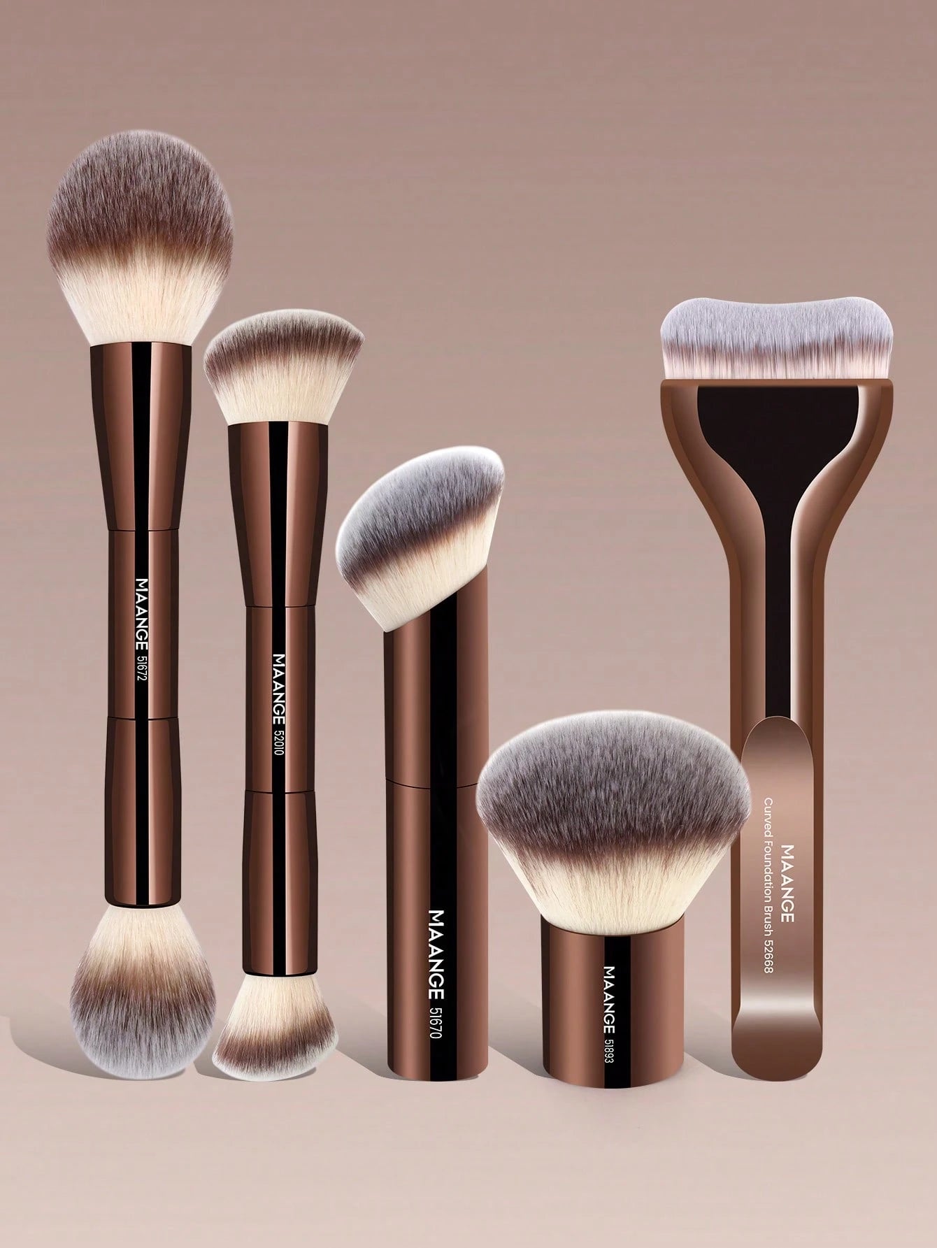MAANGE 4/5/6/7/8/16/17pcs Professional Aluminum Makeup Brush Set, Includes Soft High-Quality Synthetic Hair Makeup Brushes, Foundation Brush, Powder Brush, Blush Brush, Concealer Brush, Contour Brush