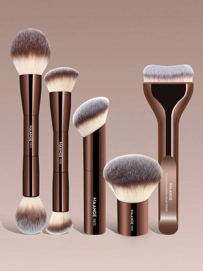 MAANGE 4/5/6/7/8/16/17pcs Professional Aluminum Makeup Brush Set, Includes Soft High-Quality Synthetic Hair Makeup Brushes, Foundation Brush, Powder Brush, Blush Brush, Concealer Brush, Contour Brush