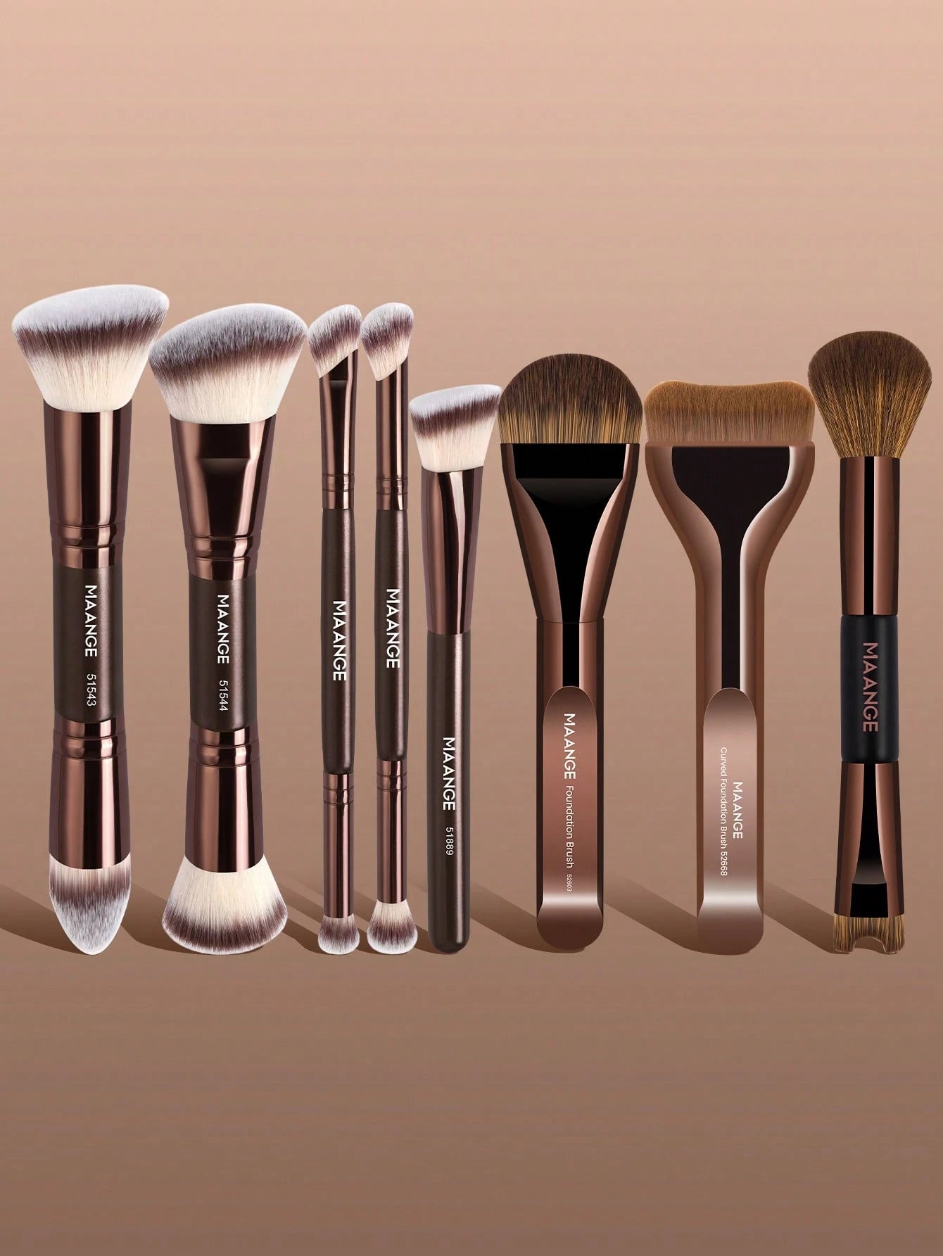 MAANGE 4/5/6/7/8/16/17pcs Professional Aluminum Makeup Brush Set, Includes Soft High-Quality Synthetic Hair Makeup Brushes, Foundation Brush, Powder Brush, Blush Brush, Concealer Brush, Contour Brush