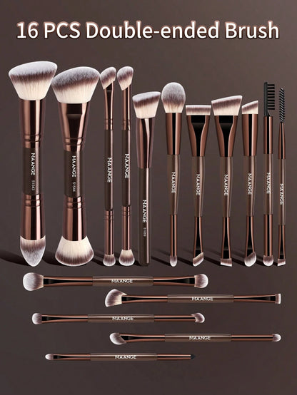 MAANGE 4/5/6/7/8/16/17pcs Professional Aluminum Makeup Brush Set, Includes Soft High-Quality Synthetic Hair Makeup Brushes, Foundation Brush, Powder Brush, Blush Brush, Concealer Brush, Contour Brush
