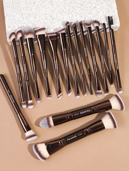 MAANGE 4/5/6/7/8/16/17pcs Professional Aluminum Makeup Brush Set, Includes Soft High-Quality Synthetic Hair Makeup Brushes, Foundation Brush, Powder Brush, Blush Brush, Concealer Brush, Contour Brush