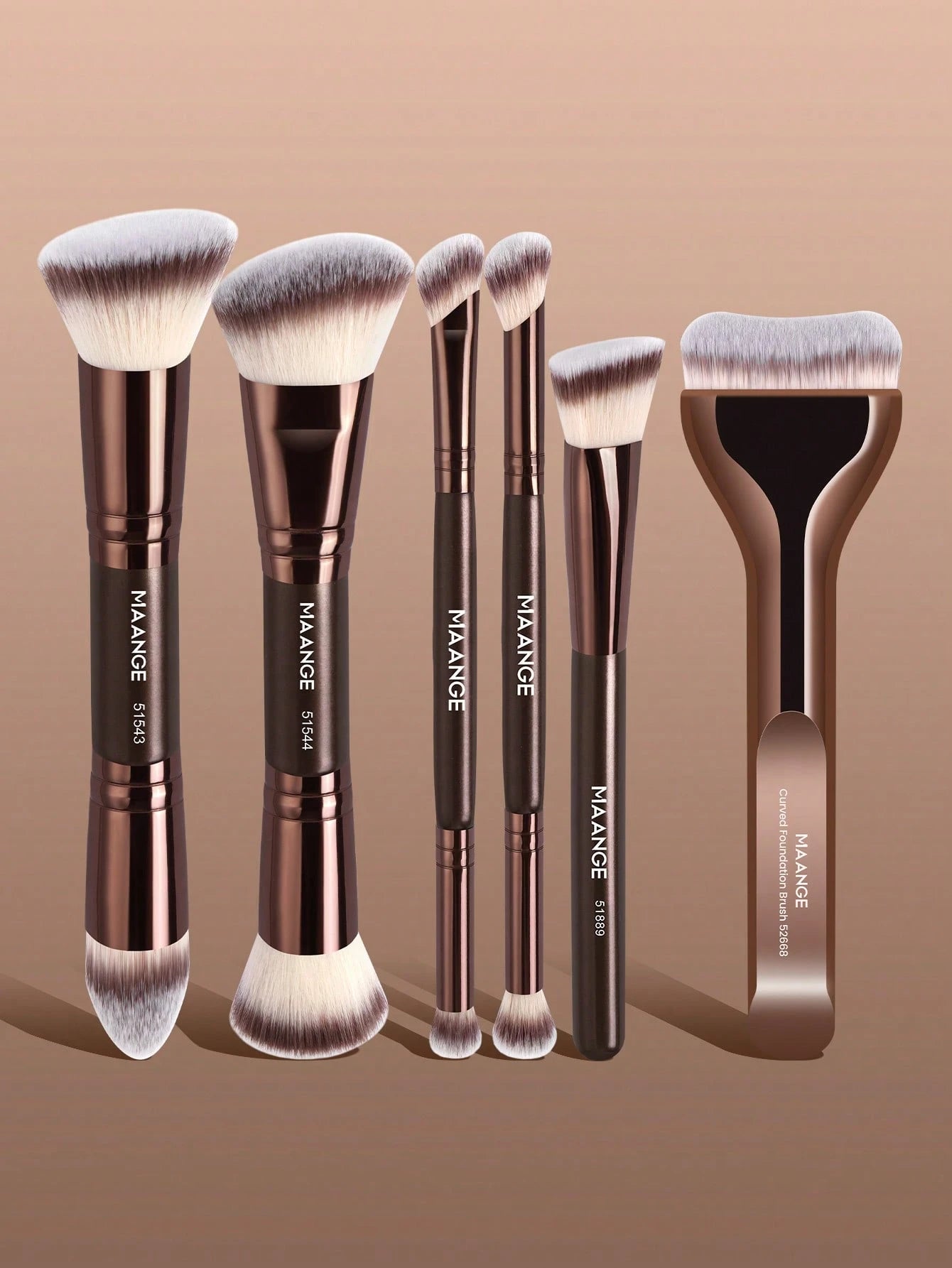 MAANGE 6/7/14/22/27/38pcs Set Durable Aluminum Tube Makeup Brush Set, Includes 21 Dual-Ended Makeup Brushes + 1 Storage Bag, Including Foundation Brush, Powder Brush, Blush Brush, Concealer Brush, Con