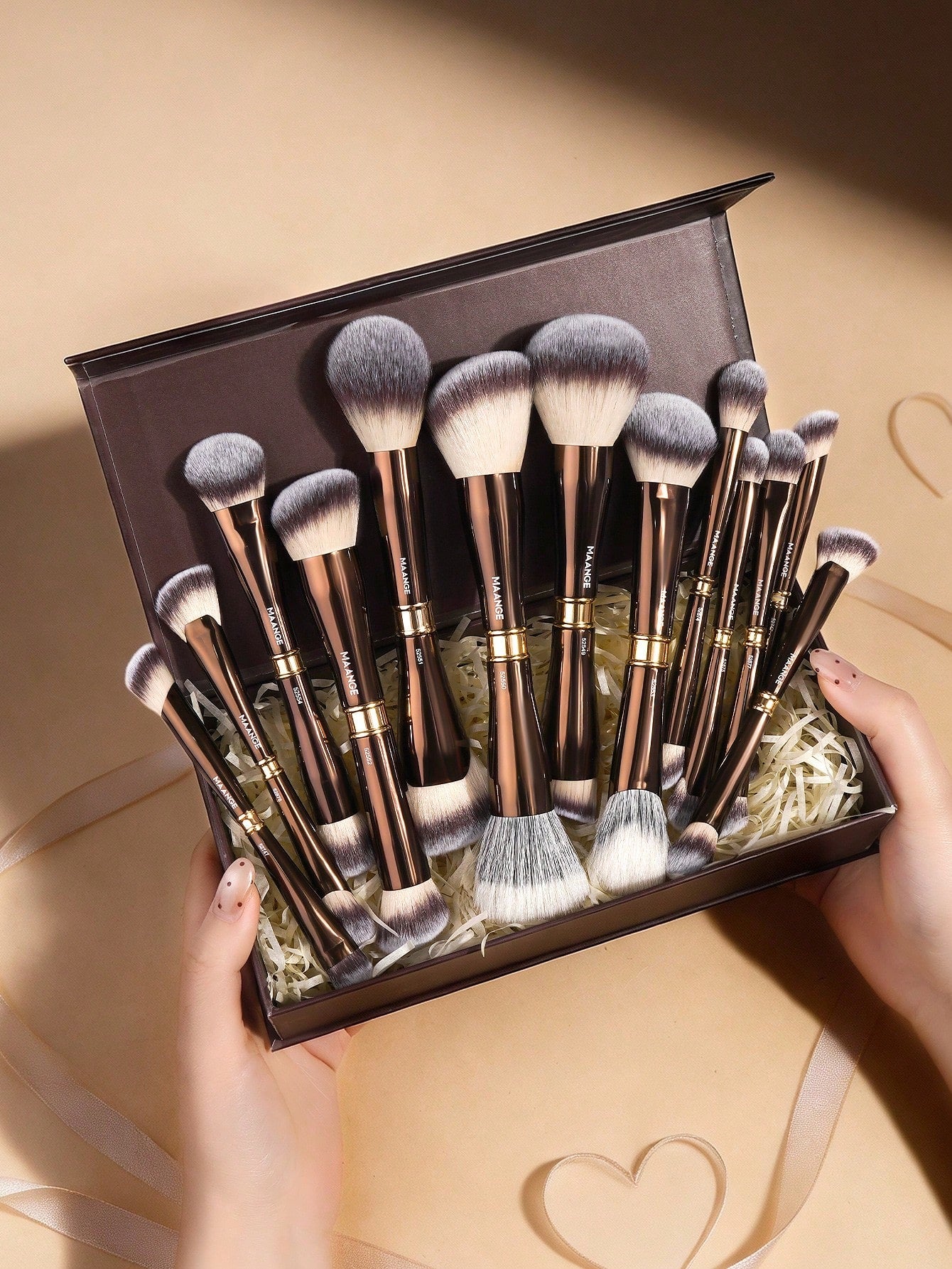 MAANGE 6/7/14/22/27/38pcs Set Durable Aluminum Tube Makeup Brush Set, Includes 21 Dual-Ended Makeup Brushes + 1 Storage Bag, Including Foundation Brush, Powder Brush, Blush Brush, Concealer Brush, Con