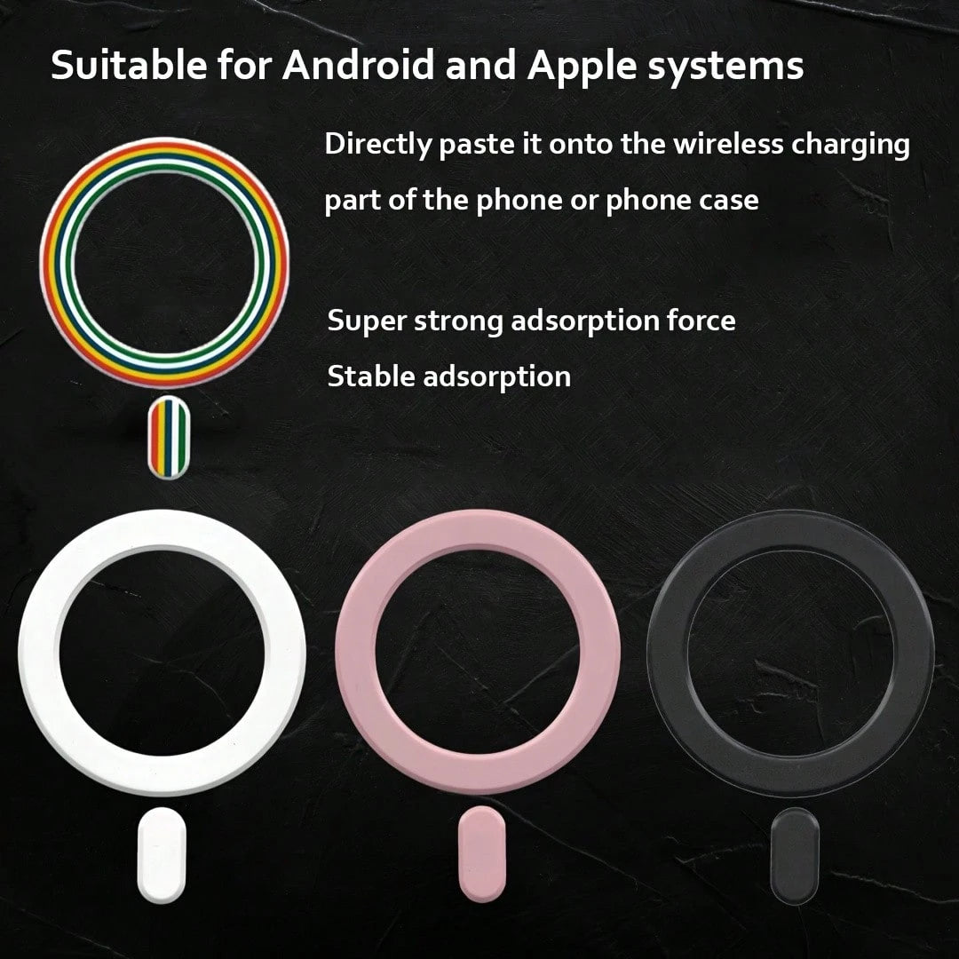 MagneGrip Pro Series: Universal Ultra-Thin Magnetic Sticker Set, Suitable For Wireless Charging| Strong Magnetic Attachment Accessories For Car Dashboard, AC Vent, Home & Office| Metal Ring Phone Ho