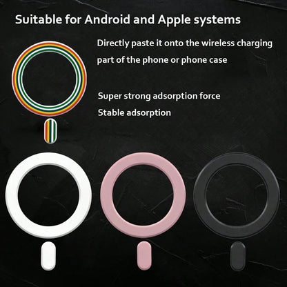 MagneGrip Pro Series: Universal Ultra-Thin Magnetic Sticker Set, Suitable For Wireless Charging| Strong Magnetic Attachment Accessories For Car Dashboard, AC Vent, Home & Office| Metal Ring Phone Ho