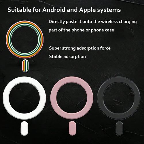 MagneGrip Pro Series: Universal Ultra-Thin Magnetic Sticker Set, Suitable For Wireless Charging| Strong Magnetic Attachment Accessories For Car Dashboard, AC Vent, Home & Office| Metal Ring Phone Ho