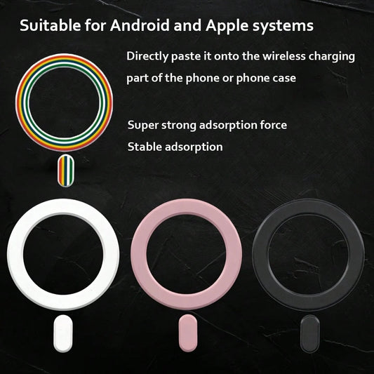 MagneGrip Pro Series: Universal Ultra-Thin Magnetic Sticker Set, Suitable For Wireless Charging| Strong Magnetic Attachment Accessories For Car Dashboard, AC Vent, Home & Office| Metal Ring Phone Ho