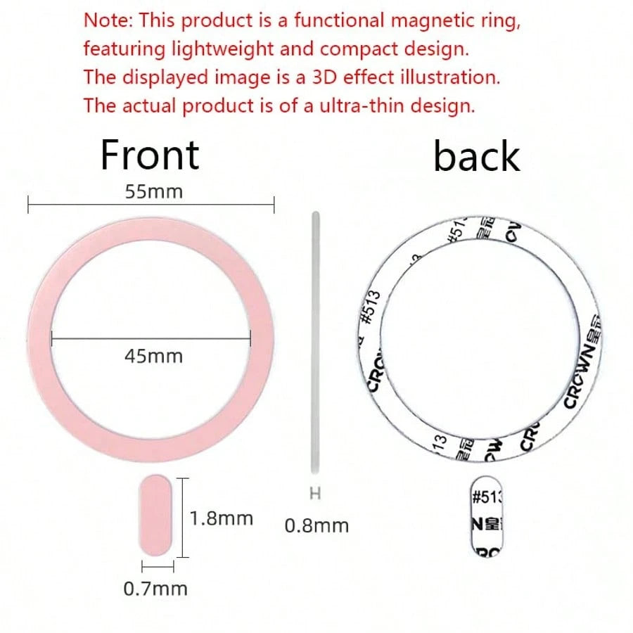 MagneGrip Pro Series: Universal Ultra-Thin Magnetic Sticker Set, Suitable For Wireless Charging| Strong Magnetic Attachment Accessories For Car Dashboard, AC Vent, Home & Office| Metal Ring Phone Ho