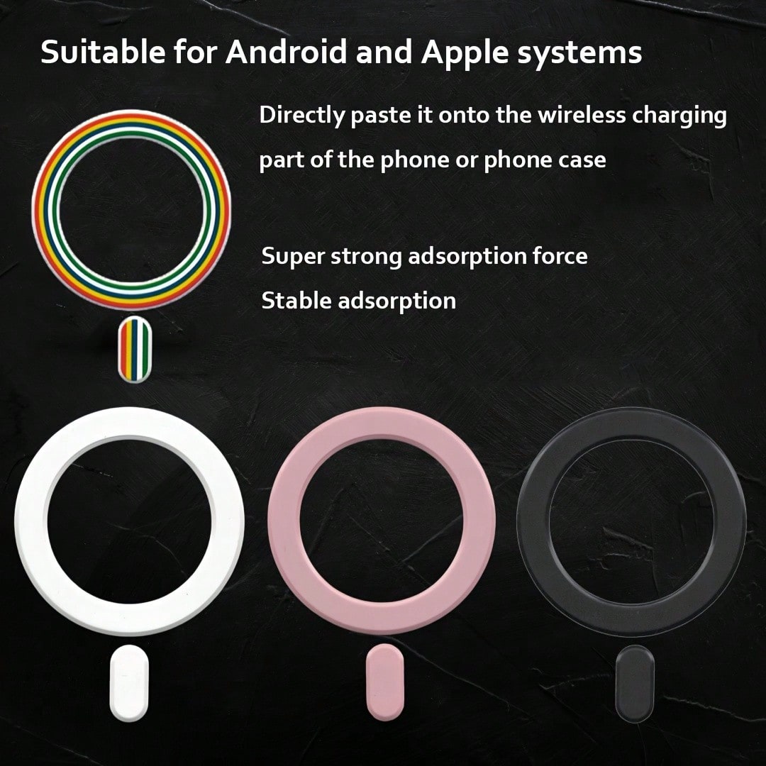 MagneGrip Pro Series: Universal Ultra-Thin Magnetic Sticker Set, Suitable For Wireless Charging| Strong Magnetic Attachment Accessories For Car Dashboard, AC Vent, Home & Office| Metal Ring Phone Ho