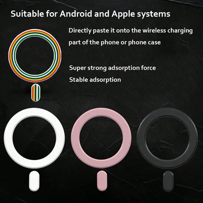 MagneGrip Pro Series: Universal Ultra-Thin Magnetic Sticker Set, Suitable For Wireless Charging| Strong Magnetic Attachment Accessories For Car Dashboard, AC Vent, Home & Office| Metal Ring Phone Ho
