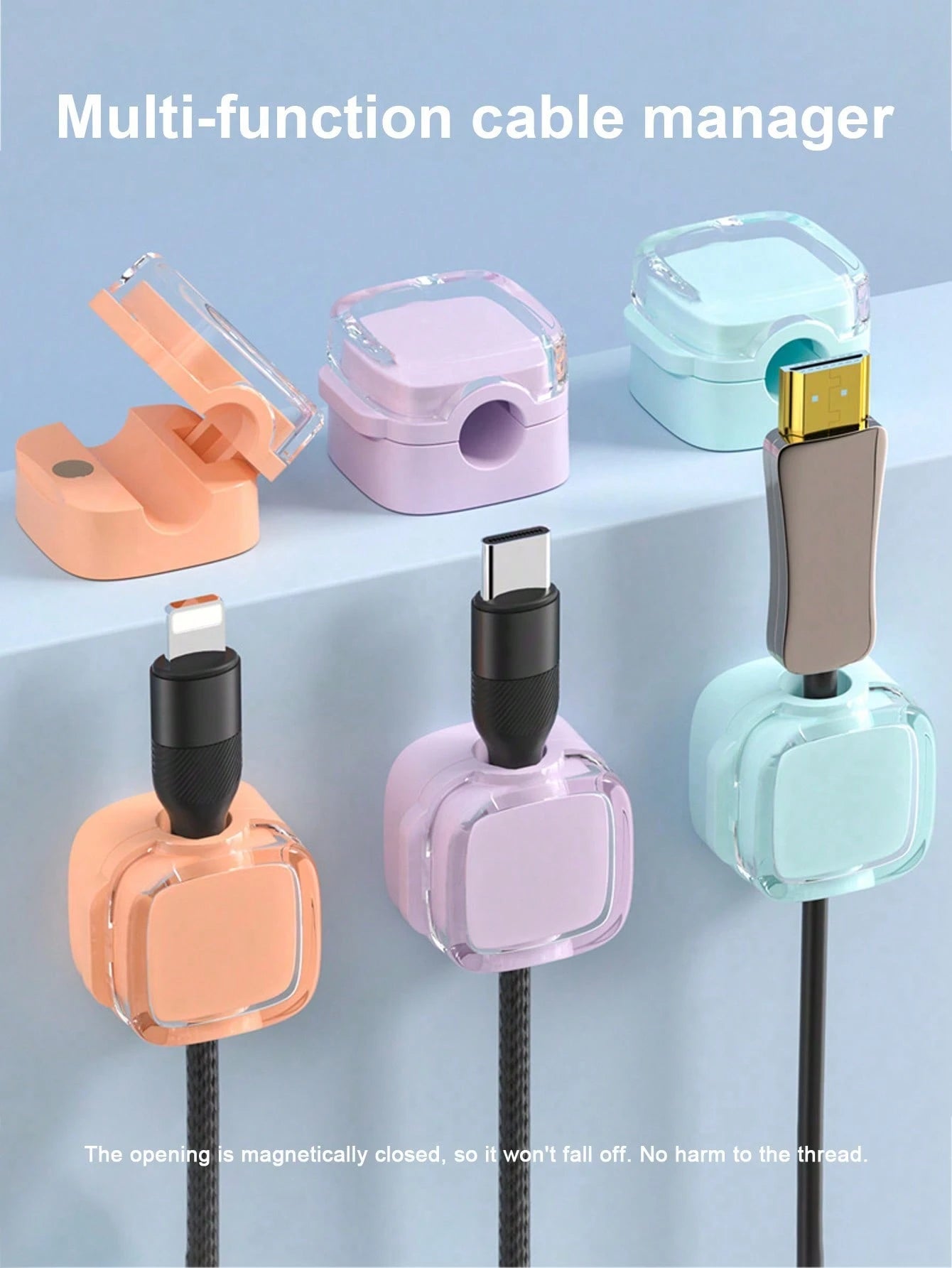 Magnetic Cable Clips (12pcs/6pcs/3pcs/1pc)- Self-Adhesive Cable Organizer, Suitable For Desk/Car/Office- Rubber Material, Fits USB/Power Cords- Home, Bedside Table, Computer Cable Organizer