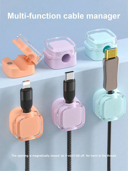 Magnetic Cable Clips (12pcs/6pcs/3pcs/1pc)- Self-Adhesive Cable Organizer, Suitable For Desk/Car/Office- Rubber Material, Fits USB/Power Cords- Home, Bedside Table, Computer Cable Organizer