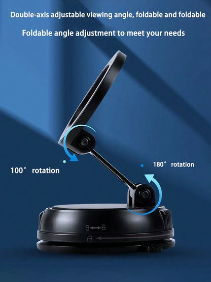 Magnetic Car Phone Holder, Alloy Material, 360° Foldable Design, Strong Suction Cup And Reusable Gel, Suitable For All Car Models