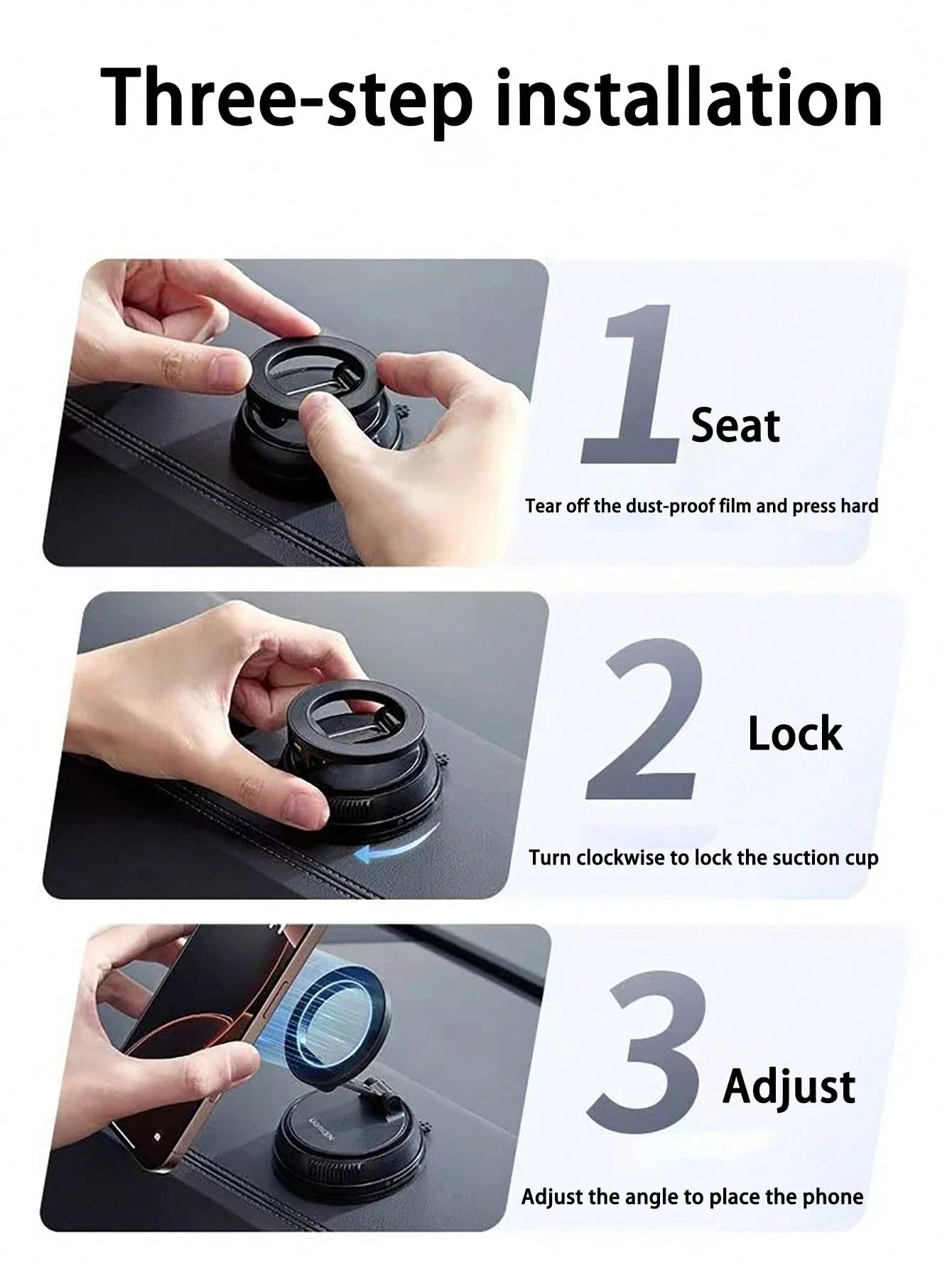 Magnetic Car Phone Holder, Alloy Material, 360° Foldable Design, Strong Suction Cup And Reusable Gel, Suitable For All Car Models